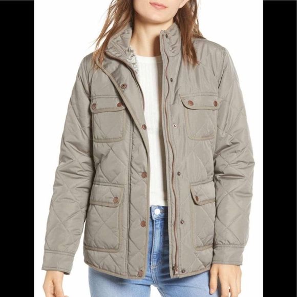 NWOT THREAD & SUPPLY Green Quilted Snap Button Zipper Down Utility Jacket (L) - Picture 1 of 11